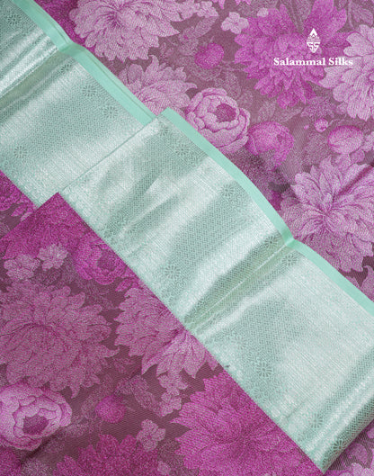 Pinkish Brown Colour Pure Kanjivaram Fancy Silk Saree with Rexona Green Border