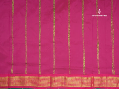 11 Yards Semi Silk Saree Royal Blue with Contrast Pink Border