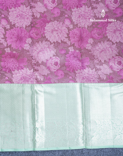 Pinkish Brown Colour Pure Kanjivaram Fancy Silk Saree with Rexona Green Border