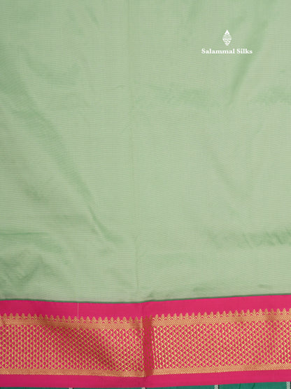 11 Yards Semi Silk Saree Royal Blue with Contrast Pink Border