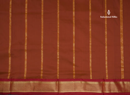 11 Yards Semi Silk Saree Beige with Contrast Maroon Border