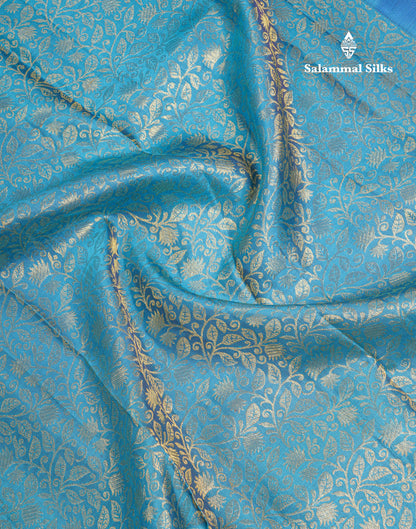 Ramar Blue Bridal Pure Kanjivaram Silk Saree With Contrast Royal Blue Border