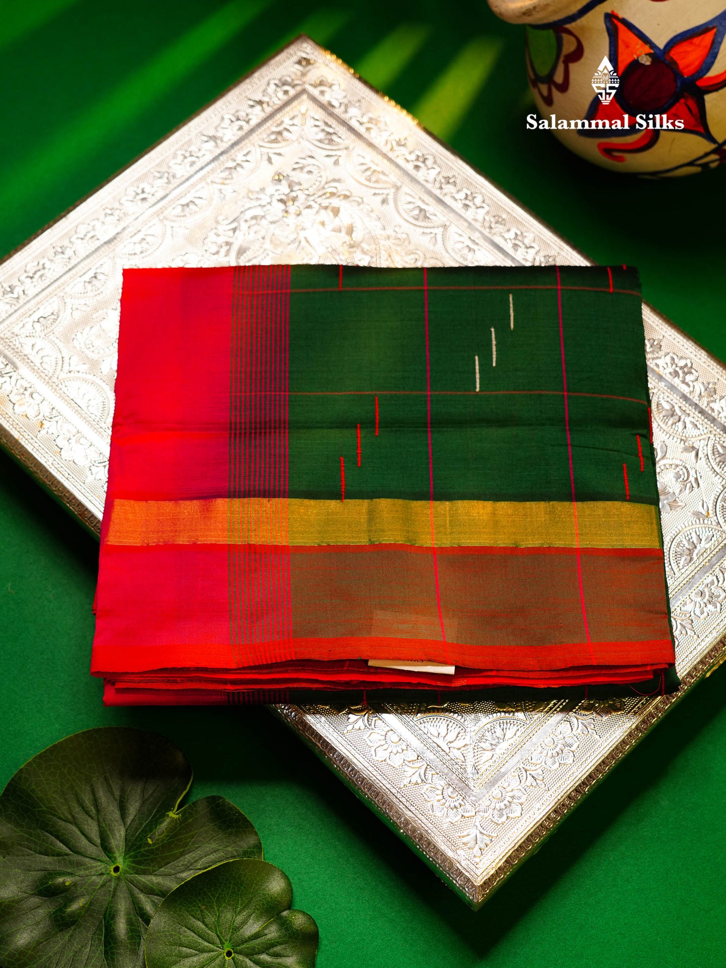 Beautiful Navy Blue Checks With Thread Butta Semi Silk Cotton Saree With Contrast Pink Blouse