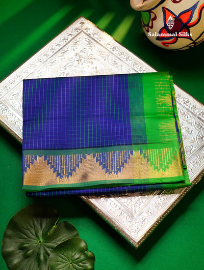 Beautiful Maroon Small Checks Semi Silk Cotton Saree With Contrast Mustard Yellow Blouse