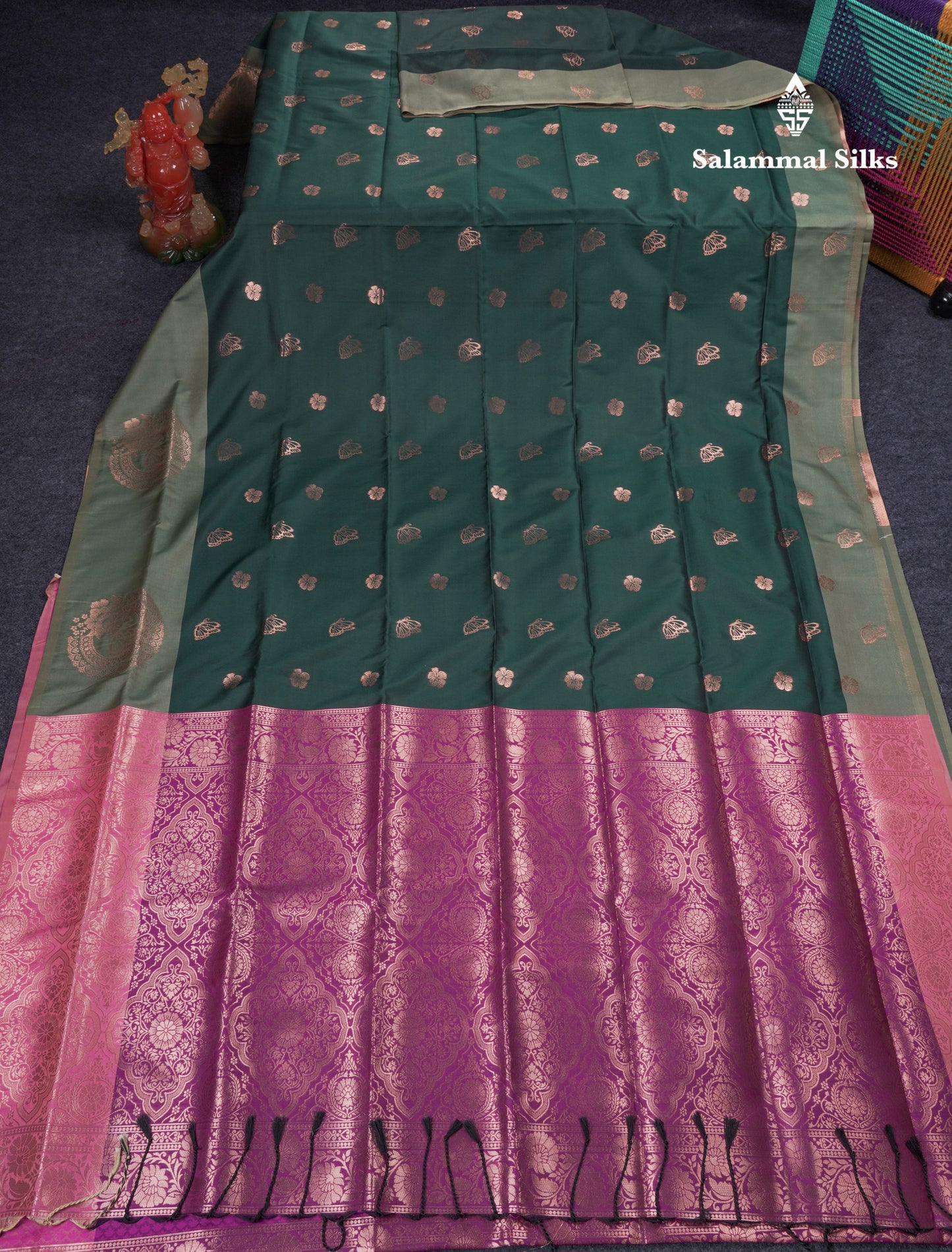 Beautiful Dark Purple Butterfly Design Semi Soft Silk Saree With Contrast Dark Magenta Fancy Border