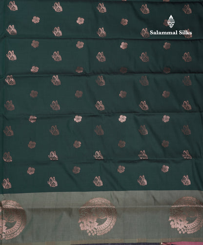 Beautiful Dark Purple Butterfly Design Semi Soft Silk Saree With Contrast Dark Magenta Fancy Border