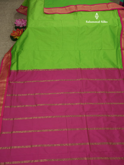 11 Yards Semi Silk Saree Royal Blue with Contrast Pink Border