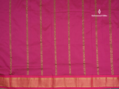 11 Yards Semi Silk Saree Royal Blue with Contrast Pink Border
