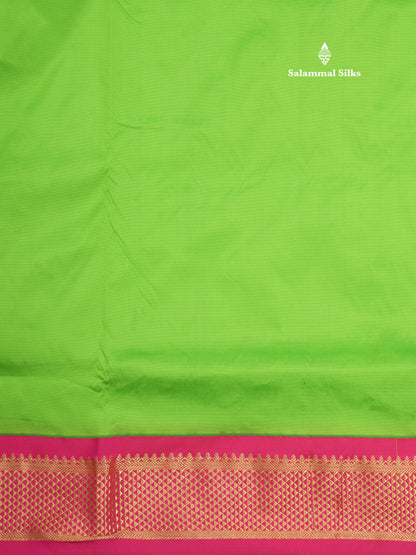 11 Yards Semi Silk Saree Royal Blue with Contrast Pink Border