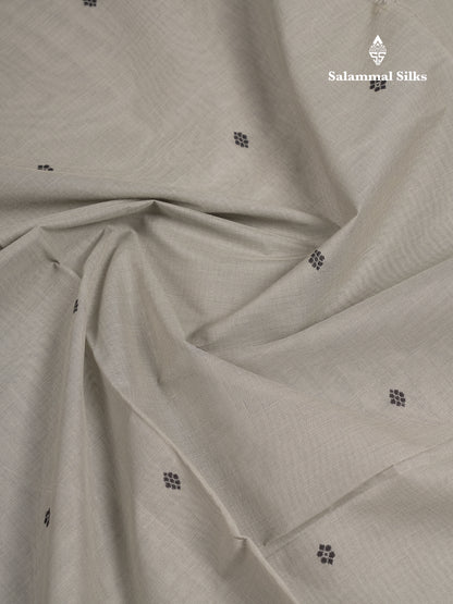 Beautiful Elephant Grey Thread Work Butta Pure Cotton Saree With Traditional Border
