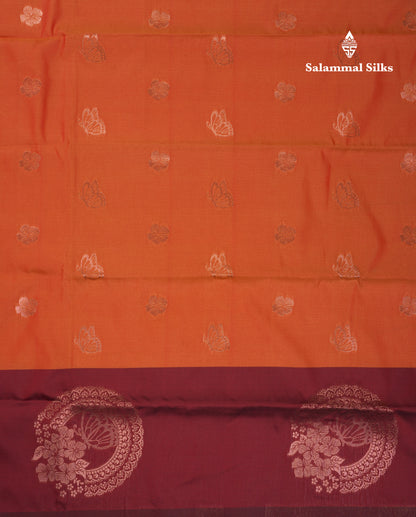 Beautiful Dark Purple Butterfly Design Semi Soft Silk Saree With Contrast Dark Magenta Fancy Border