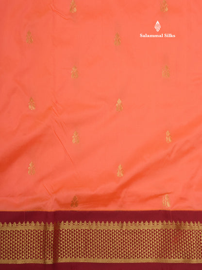 11 Yards Semi Silk Saree Mango Yellow with Contrast Maroon Border