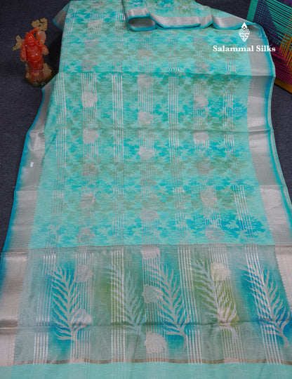 Beautiful Sapphire Blue Kota Cotton Fancy Saree With Self Blouse