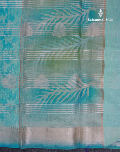 Beautiful Sapphire Blue Kota Cotton Fancy Saree With Self Blouse