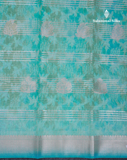 Beautiful Sapphire Blue Kota Cotton Fancy Saree With Self Blouse