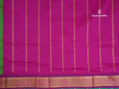 11 Yards Semi Silk Saree Chocolate with Contrast Magenta Border