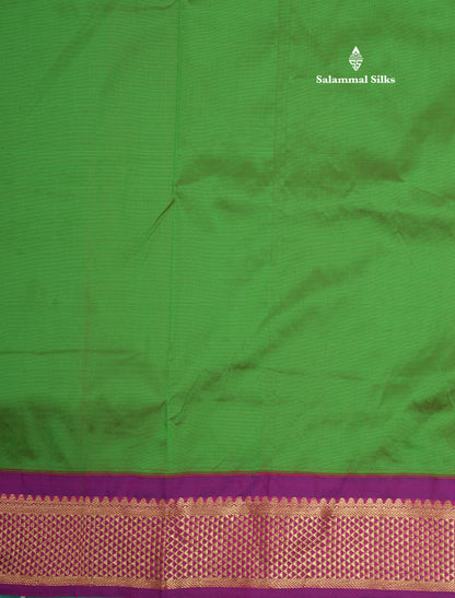 11 Yards Semi Silk Saree Chocolate with Contrast Magenta Border