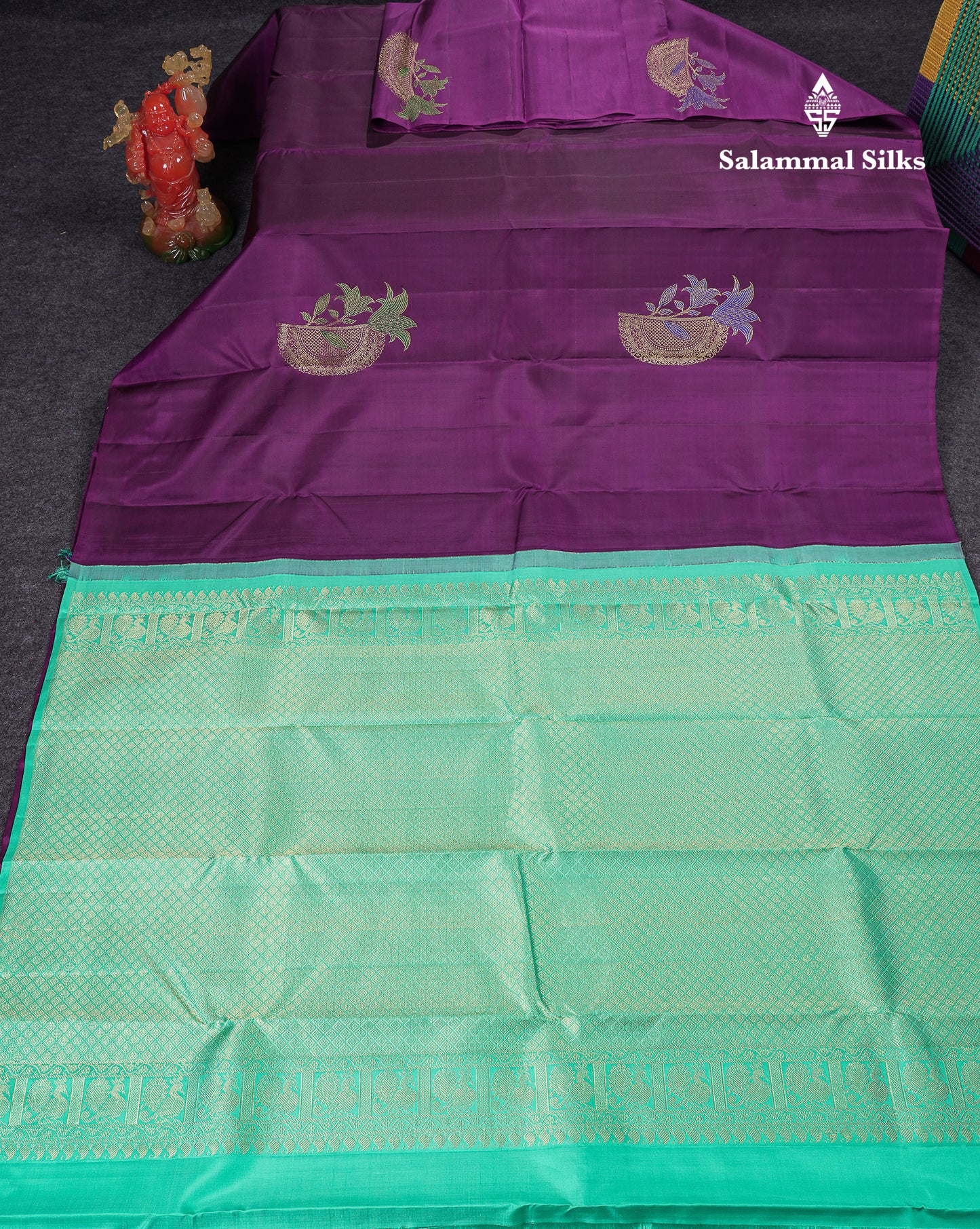 Beautiful Dark Purple Fancy Pure Kanjivaram Silk Saree With Contrast Rexona Blouse