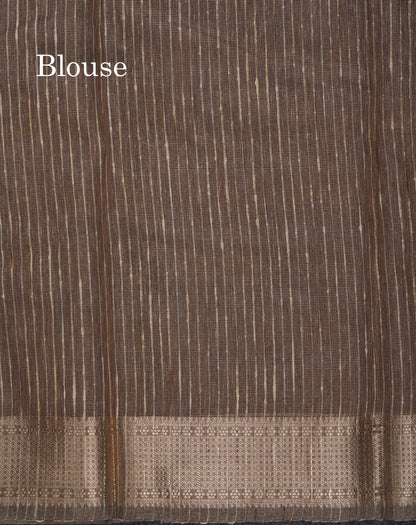 Beautiful Brown Embroidery Work Tissue Kota Cotton Fancy Saree With Self Blouse