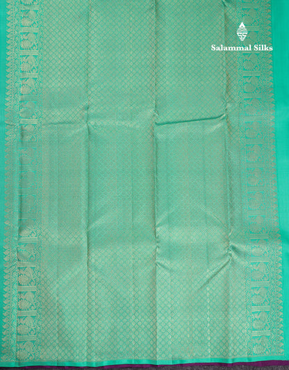 Beautiful Dark Purple Fancy Pure Kanjivaram Silk Saree With Contrast Rexona Blouse