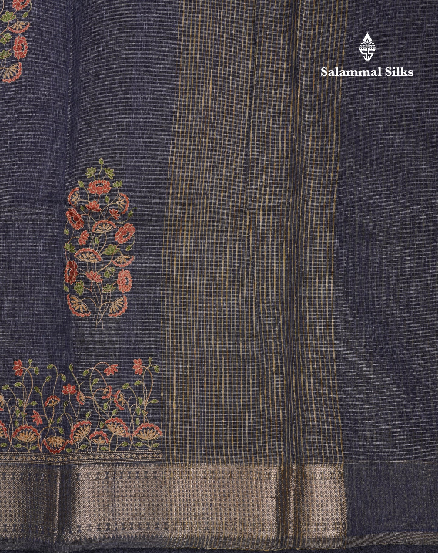 Beautiful Brown Embroidery Work Tissue Kota Cotton Fancy Saree With Self Blouse
