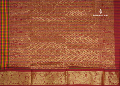 9.5 Yards Semi Silk Saree Multicolour Checks with Contrast Maroon Border