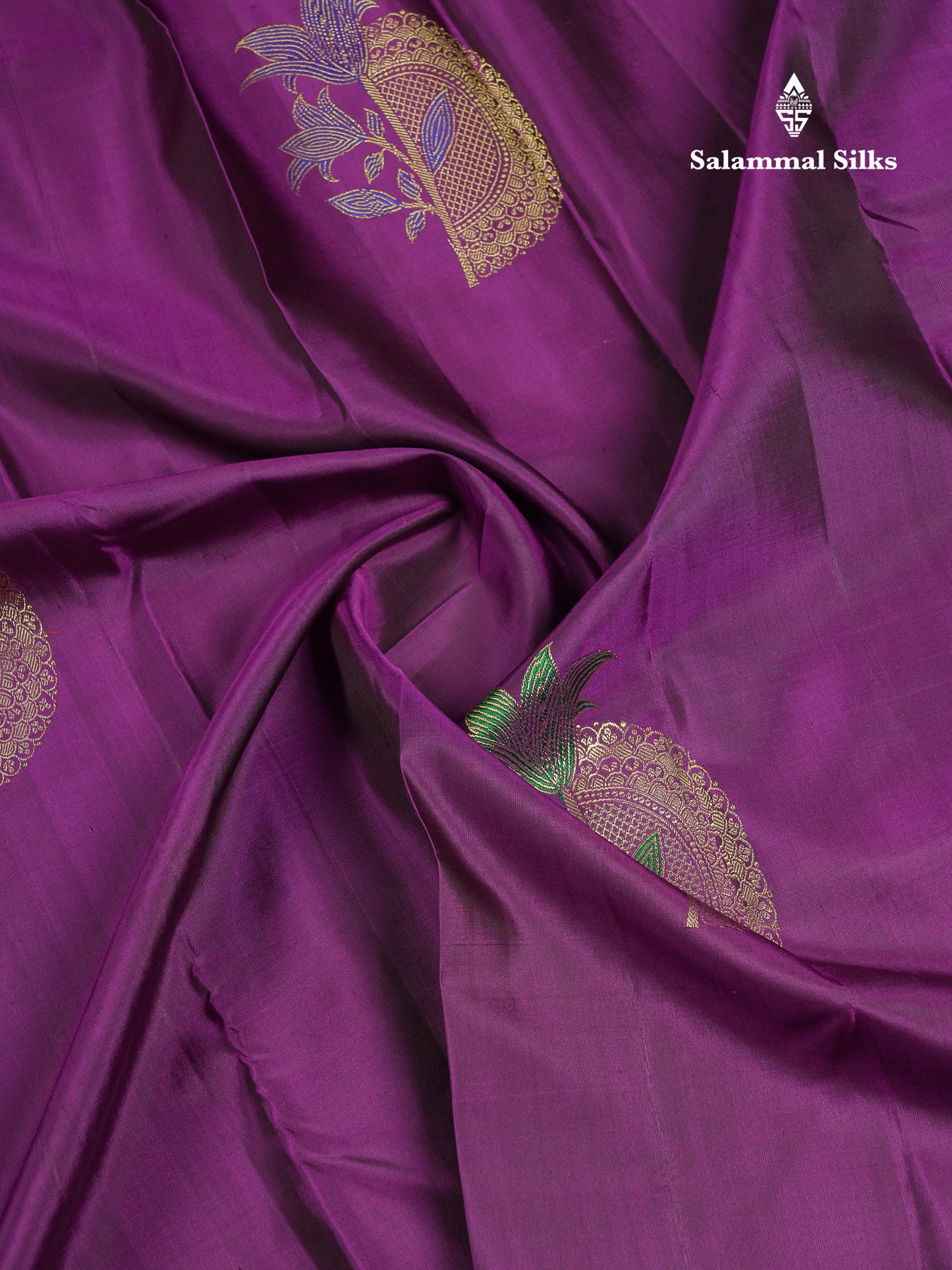Beautiful Dark Purple Fancy Pure Kanjivaram Silk Saree With Contrast Rexona Blouse