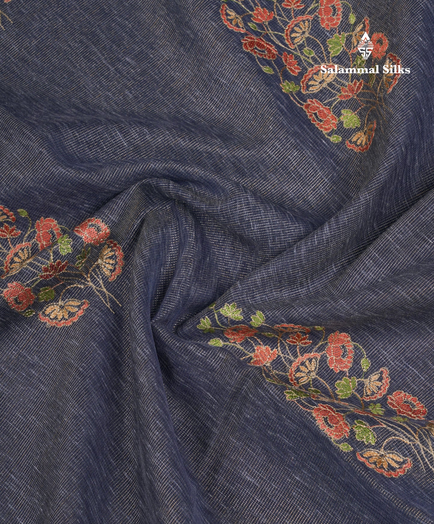 Beautiful Brown Embroidery Work Tissue Kota Cotton Fancy Saree With Self Blouse