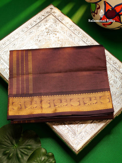 Beautiful Light Violet Plain Semi Silk Cotton Saree With Traditional Border