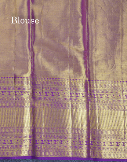 Pink Tissue Bridal Pure Kanjivaram Silk Saree With Contrast Dark Purple Long Traditional Border