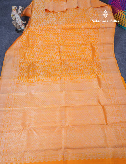Mango Yellow Bridal Pure Kanjivaram Silk Saree With Self Border