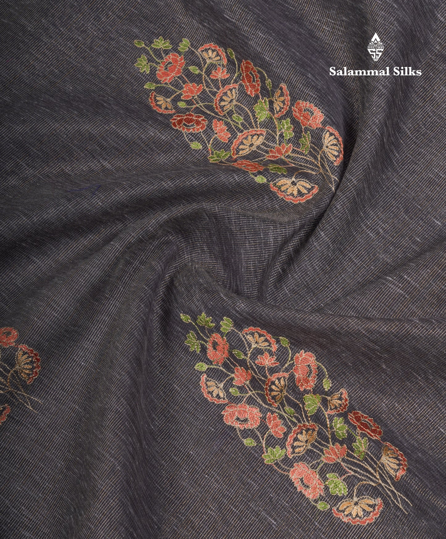 Beautiful Brown Embroidery Work Tissue Kota Cotton Fancy Saree With Self Blouse