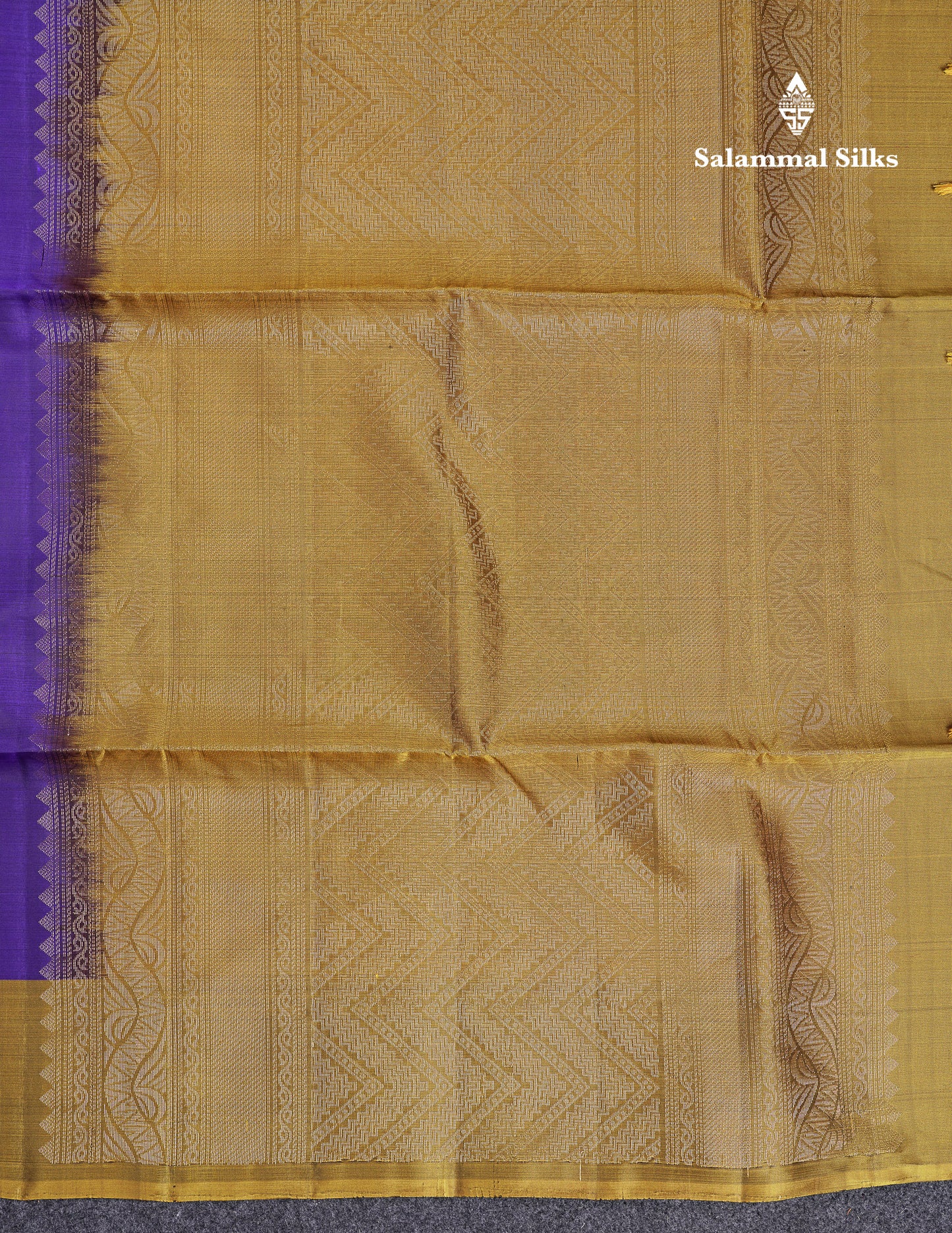 Beautiful Violet PureMix Kanjivaram Soft Silk Saree With Contrast Olive Mustard Yellow Fancy Border