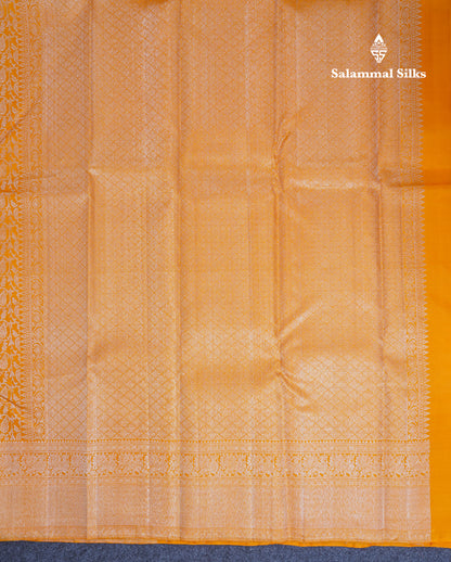 Mango Yellow Bridal Pure Kanjivaram Silk Saree With Self Border