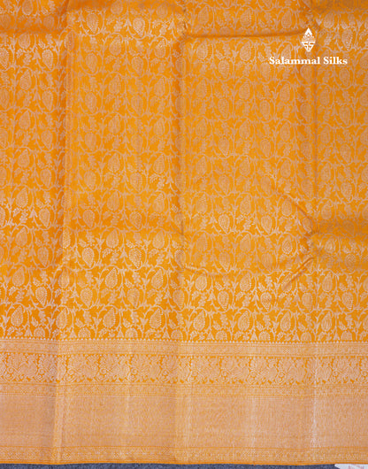 Mango Yellow Bridal Pure Kanjivaram Silk Saree With Self Border