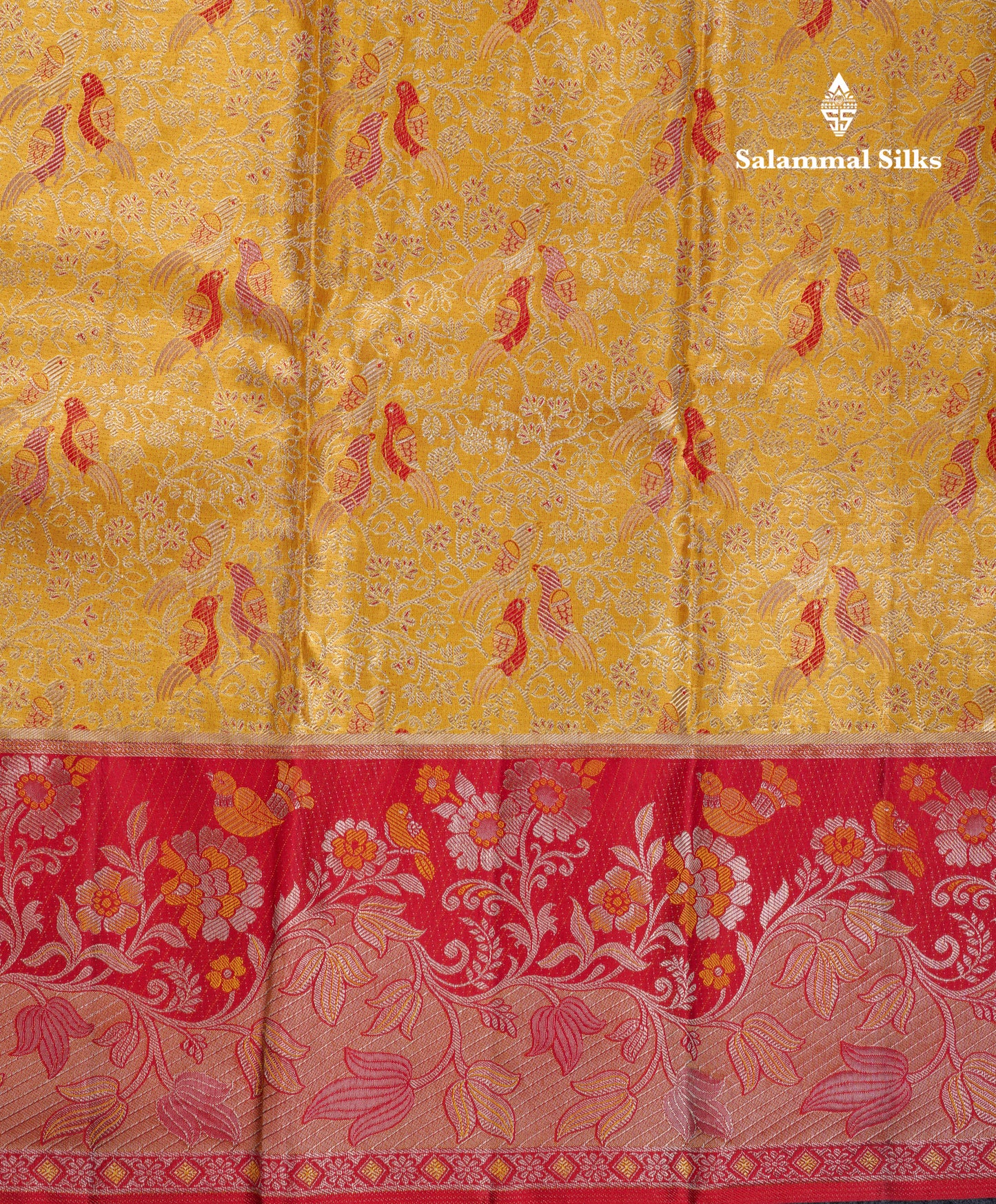 Beautiful Gold Tissue Bridal Pure Kanjivaram Silk Saree With Contrast Chilly Red Fancy Border