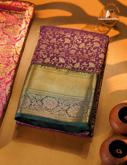 Sky Blue Bridal Semi Silk Saree With Contrast Vadamalli Border