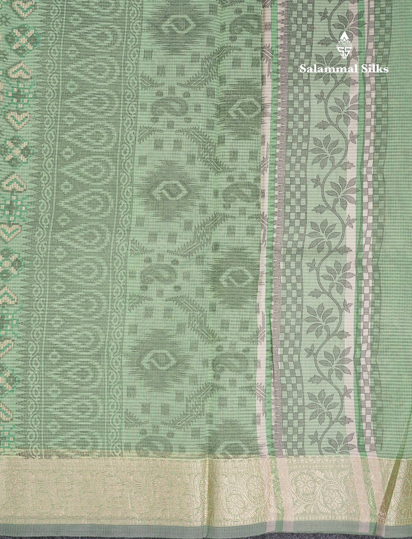 Beautiful Light Elachi Green Kota Cotton Fancy Saree With Fancy Border