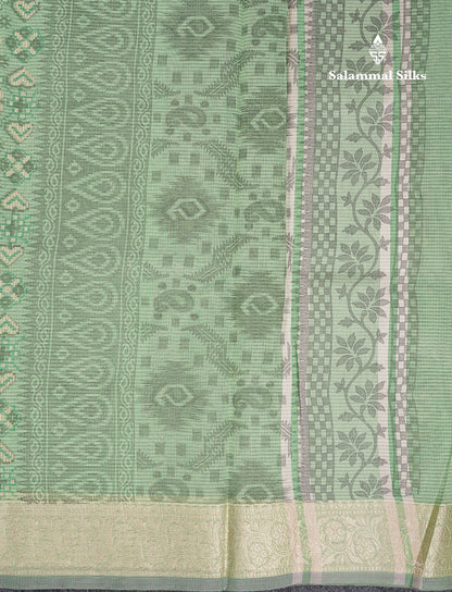 Beautiful Light Elachi Green Kota Cotton Fancy Saree With Fancy Border