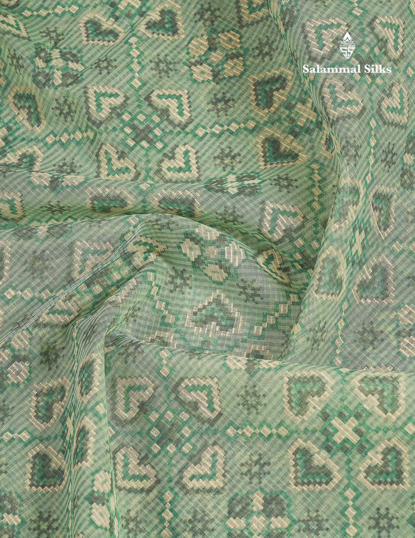 Beautiful Light Elachi Green Kota Cotton Fancy Saree With Fancy Border