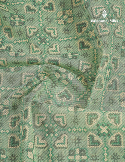 Beautiful Light Elachi Green Kota Cotton Fancy Saree With Fancy Border
