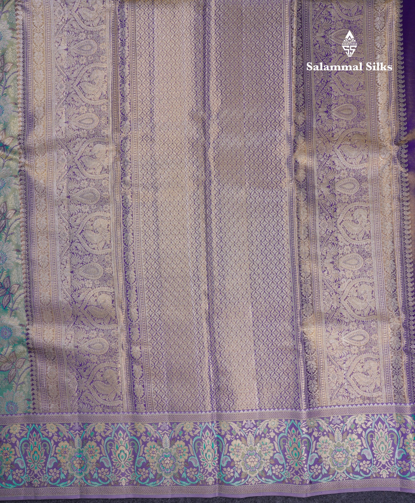 Beautiful Pastel Blue Tissue Bridal Pure Kanjivaram Silk Saree With Contrast Light Lavender Fancy Border