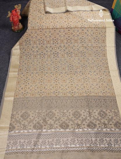 Beautiful Light Elachi Green Kota Cotton Fancy Saree With Fancy Border