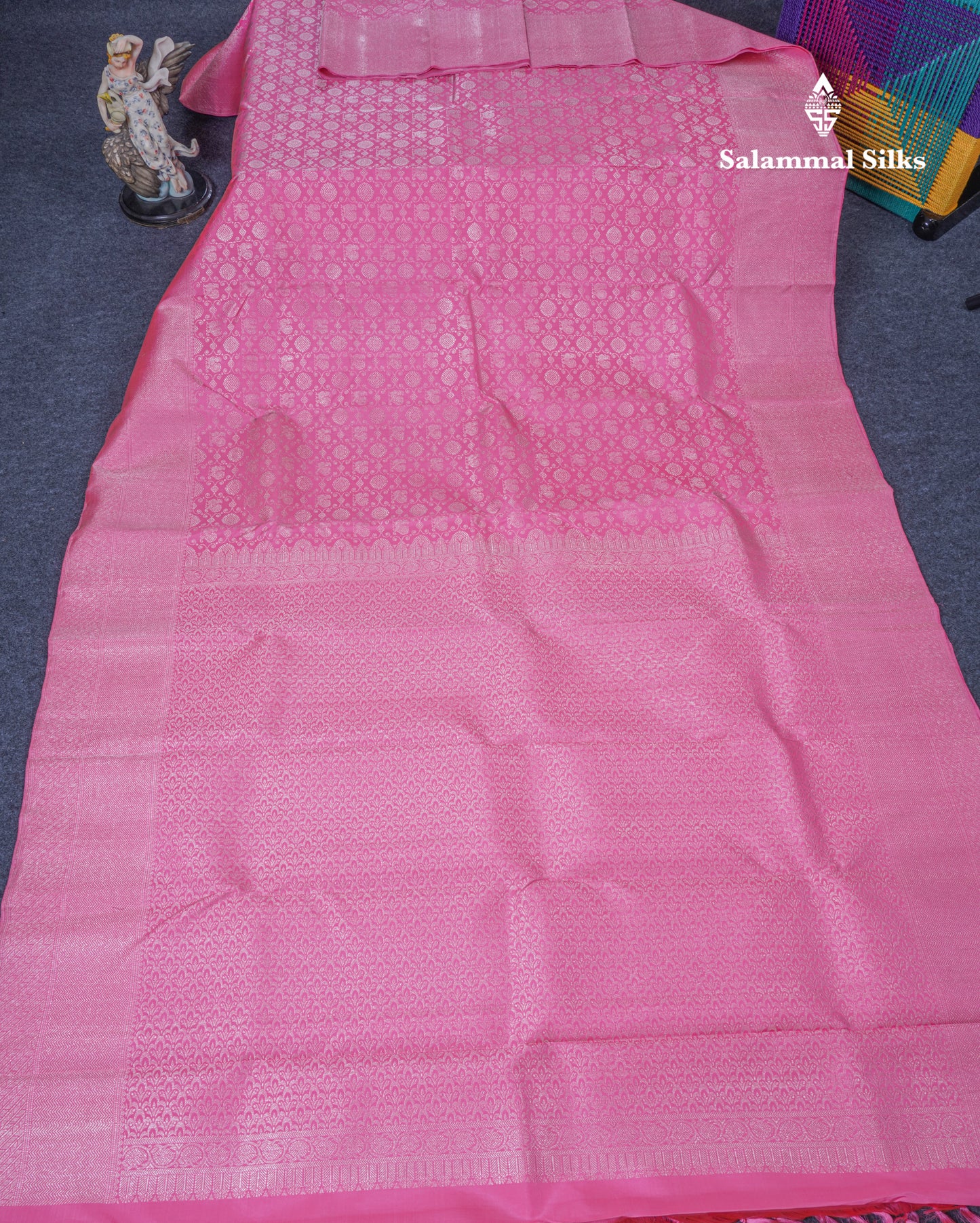 Pink Bridal Pure Kanjivaram Silk Saree With Self Border