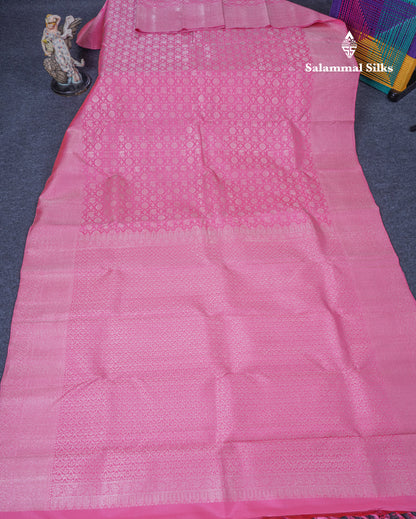 Pink Bridal Pure Kanjivaram Silk Saree With Self Border
