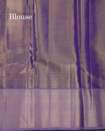 Beautiful Pastel Blue Tissue Bridal Pure Kanjivaram Silk Saree With Contrast Light Lavender Fancy Border