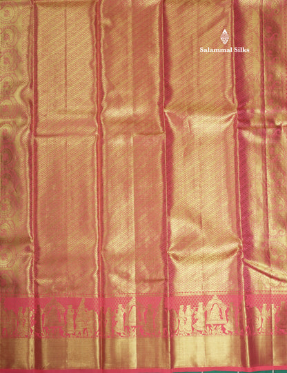 Rexona Grand Wedding Pure Kanjivaram Silk Saree With Dark Peach Traditional Pallakku Border