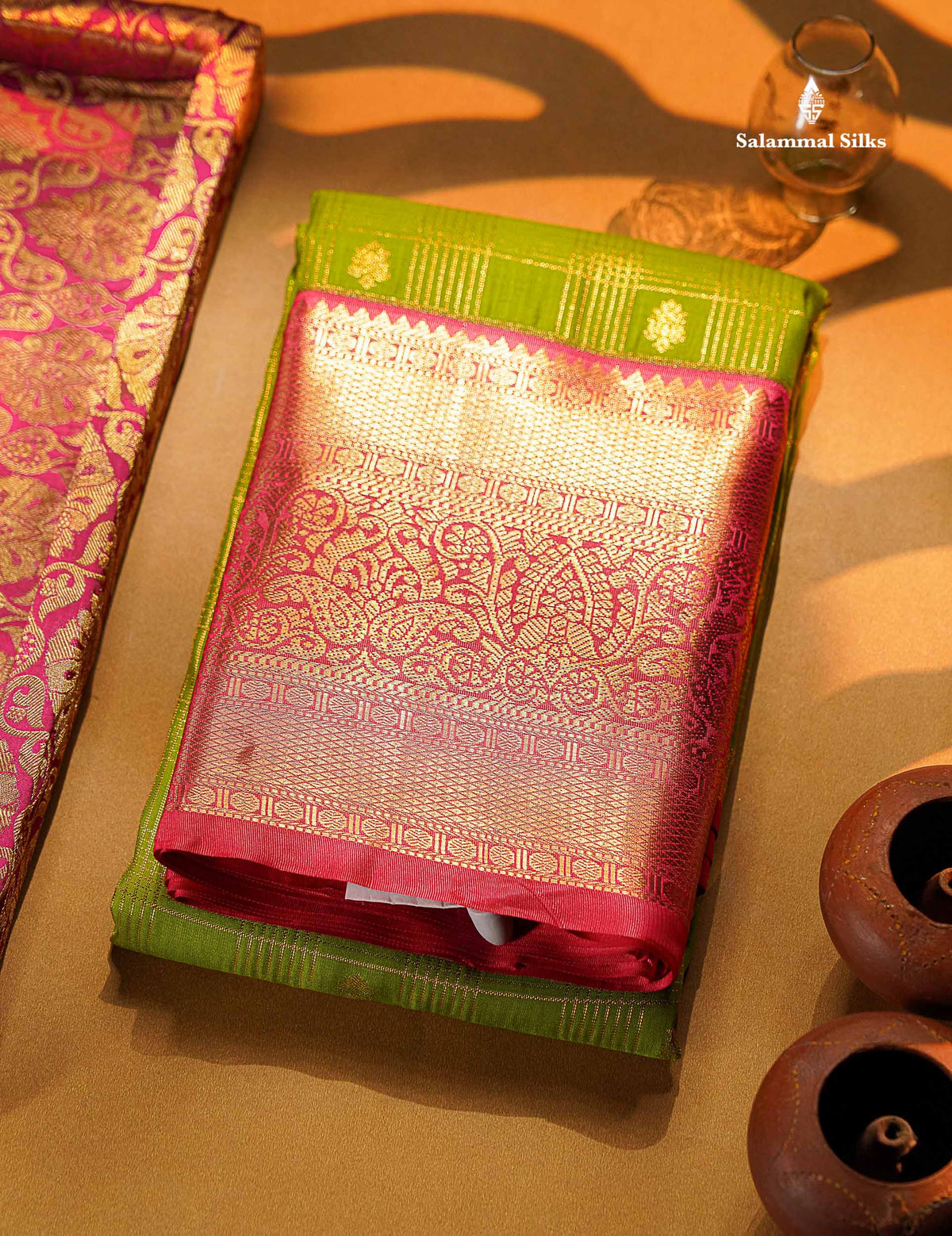 Beautiful Light Violet Checks With Butta Semi Silk Saree With Contrast Chilly Red Traditional Evening Morning Border