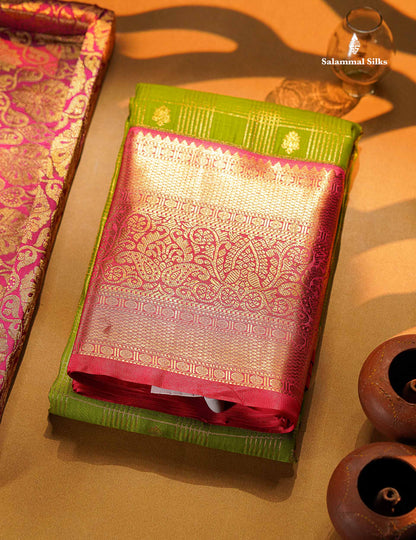 Beautiful Light Violet Checks With Butta Semi Silk Saree With Contrast Chilly Red Traditional Evening Morning Border