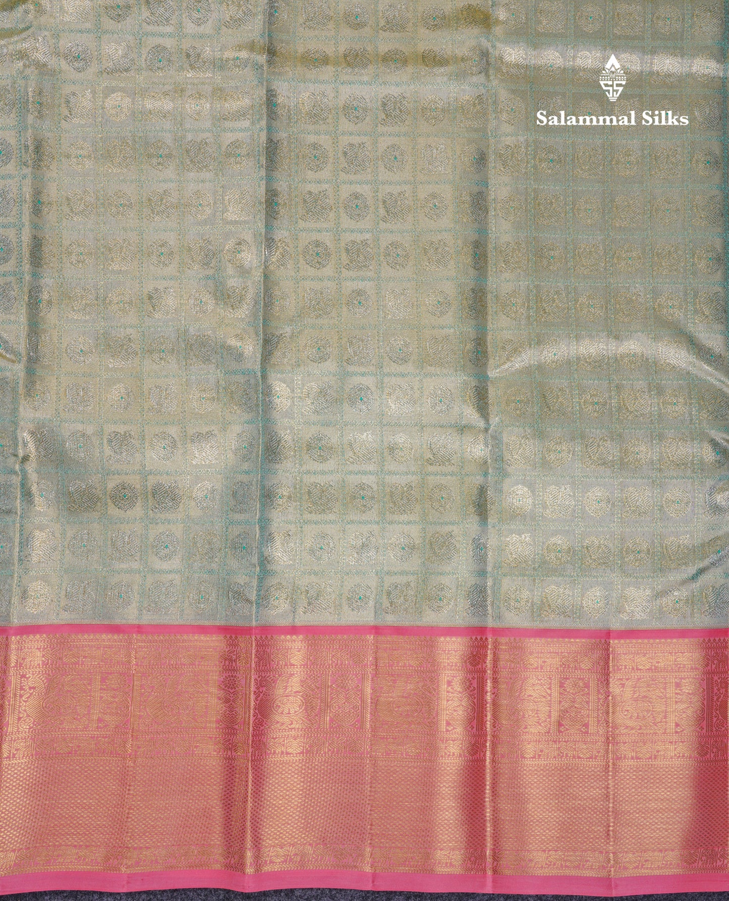 Beautiful Sapphire Blue Tissue Bridal Pure Kanjivaram Silk Saree With Contrast Peach Traditional Border